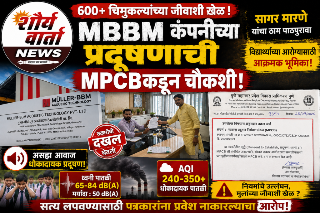सागर मारणे यांच्या पाठपुराव्याला यश; मुळशीतील शाळेलगतच्या MBBM कंपनीच्या प्रदूषणाची MPCBकडून चौकशी.